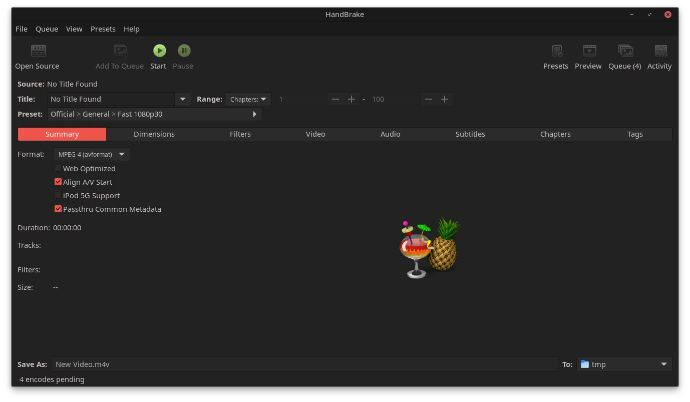 HandBrake Initial Screen